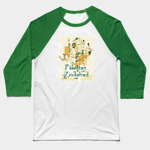 Pakistan Cricket Pakistan Zindabad T20 Baseball T-Shirt by FasBytes